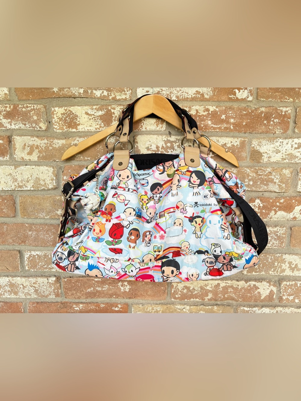 LeSportsac Tokidoki Collaboration Shoulder Hobo Bag Keychain Charm Multicolor